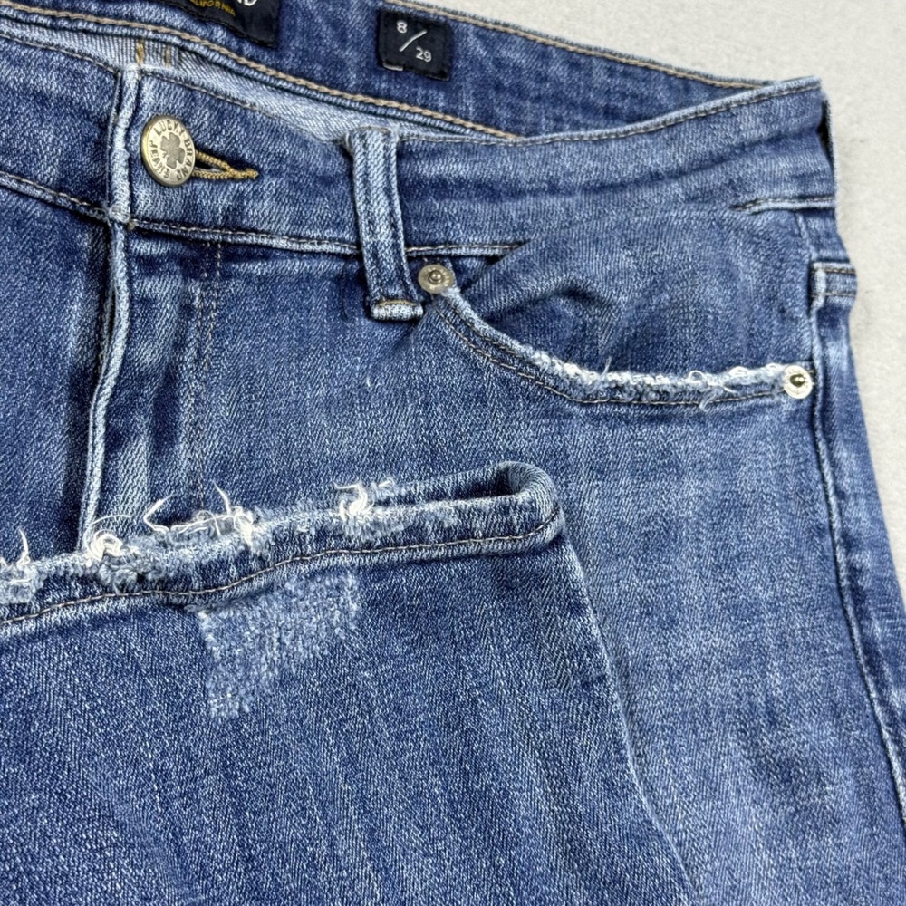 Lucky Brand Bridgette Skinny Crop Jeans Blue Distressed Frayed Hem Womens 8/29